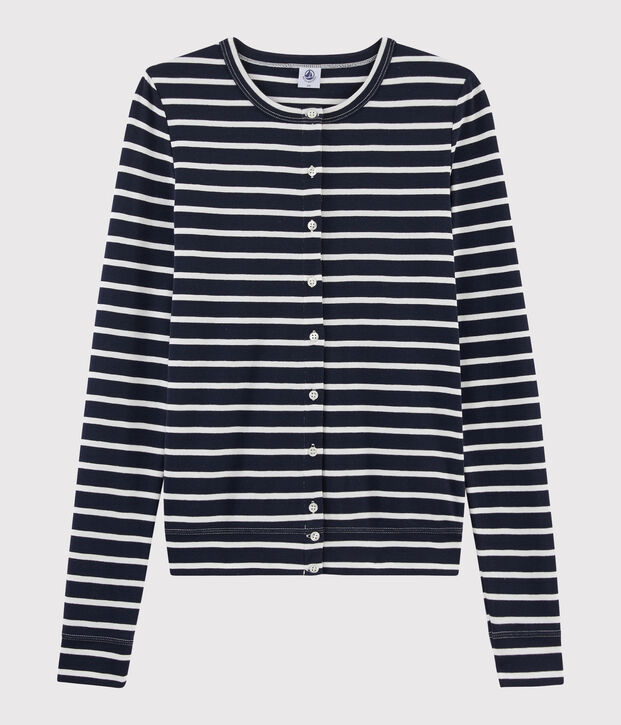Cardigan iconique Femme bleu/blanc