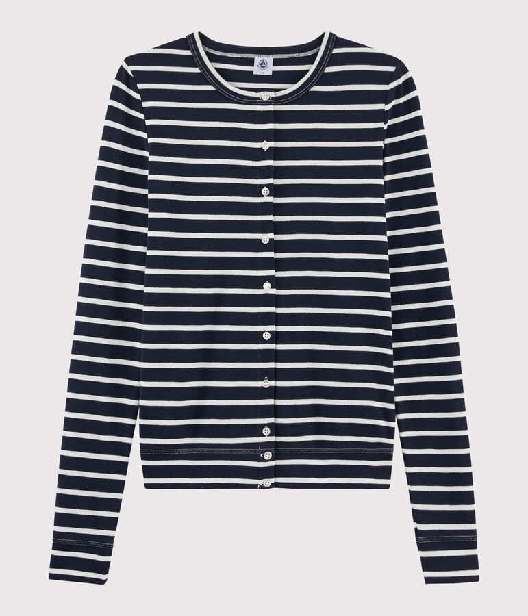 Cardigan iconique Femme bleu/blanc