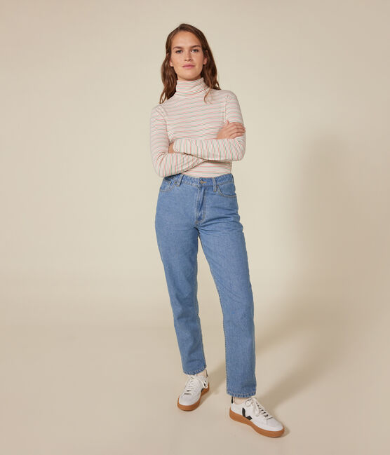 Tee-shirt l'Iconique Col roulé en coton femme blanc AVALANCHE/ MULTICO