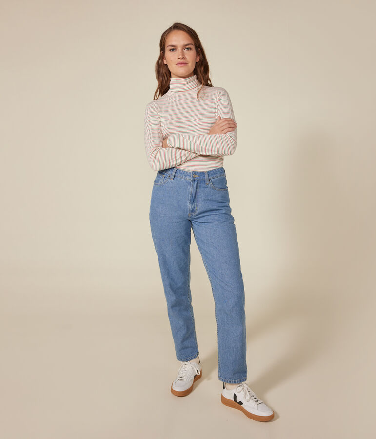 Tee-shirt l'Iconique Col roul&eacute; en coton femme blanc AVALANCHE/ MULTICO