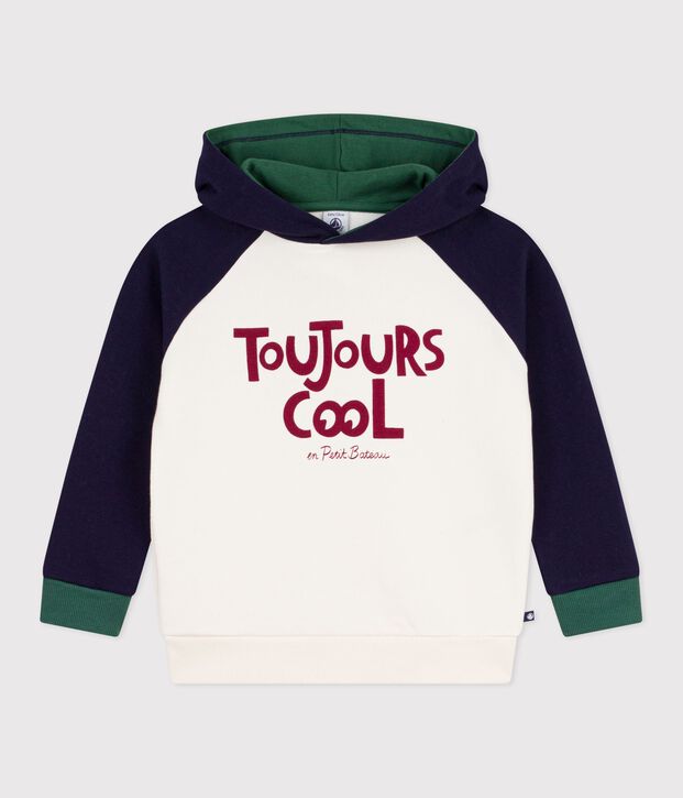 Sweatshirt enfant en coton imprim&eacute; &eacute;cru/multicouleur