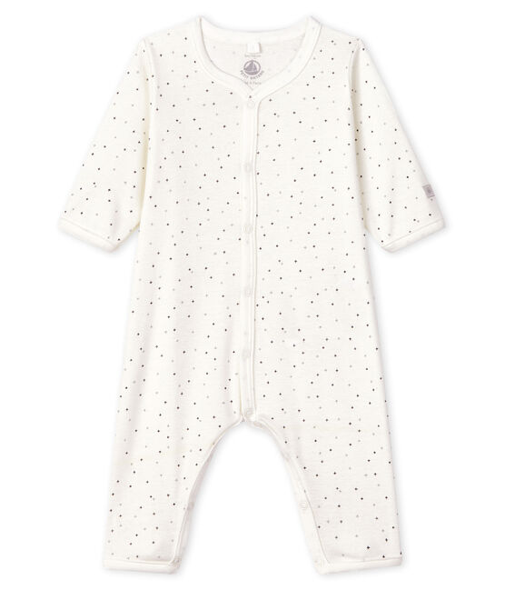 Dors-bien sans pieds bébé petites étoiles en coton biologique blanc MARSHMALLOW/blanc MULTICO