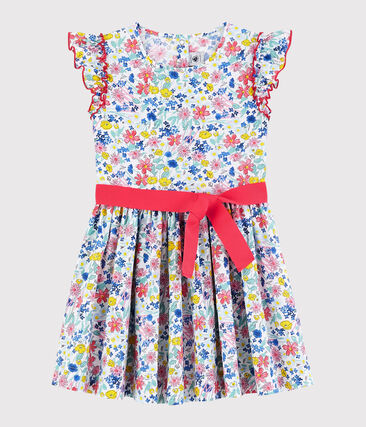 PETIT BATEAU - Robe manches courtes en popeline enfant fille