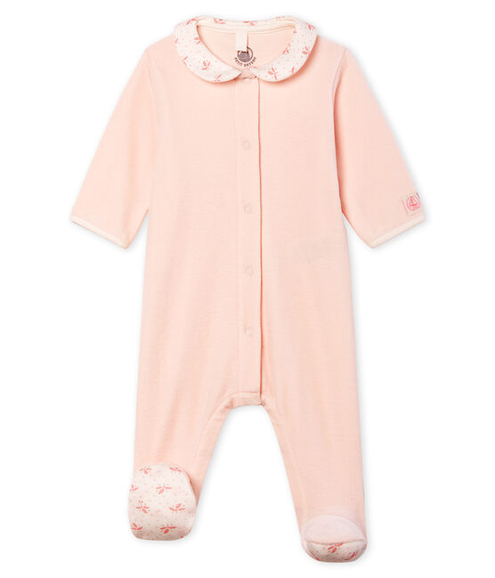 Dors bien bébé fille en velours rose FLEUR