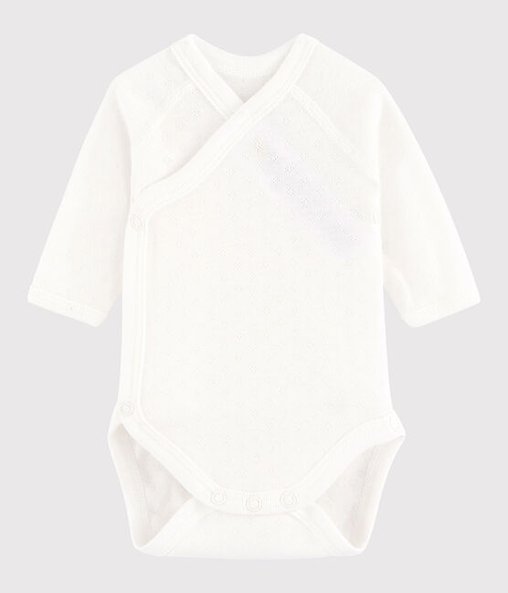 Body croisé manches longues bébé fille-garçon blanc MARSHMALLOW