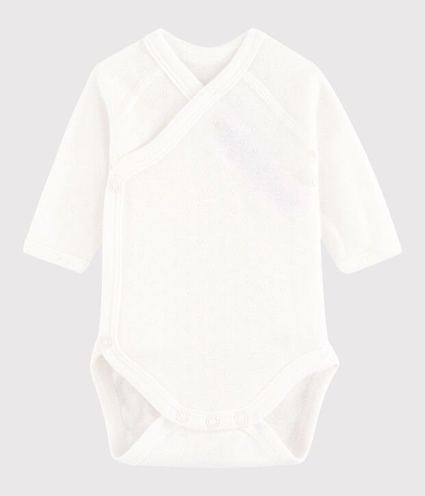 Body crois&eacute; manches longues b&eacute;b&eacute; fille-gar&ccedil;on blanc
