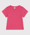 Teeshirt enfant en coton manches courtes uni rose PEONIA