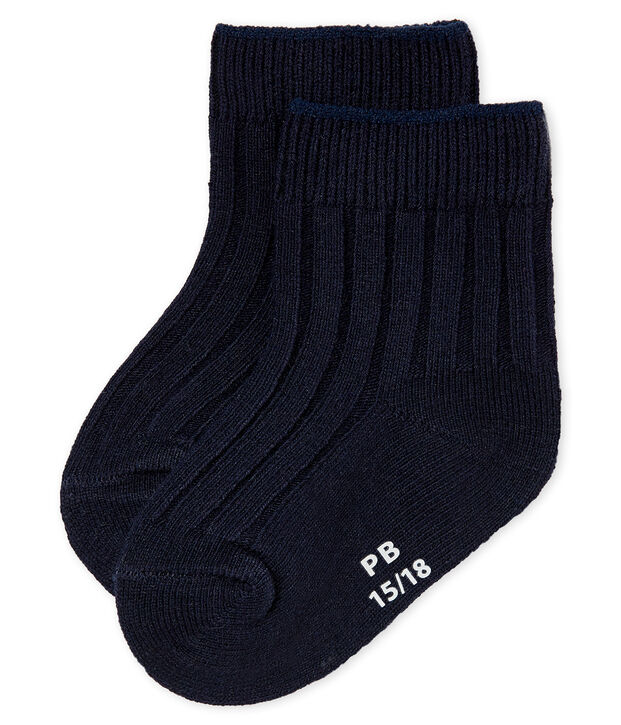 Chaussettes en c&ocirc;tes b&eacute;b&eacute; mixtes bleu marine