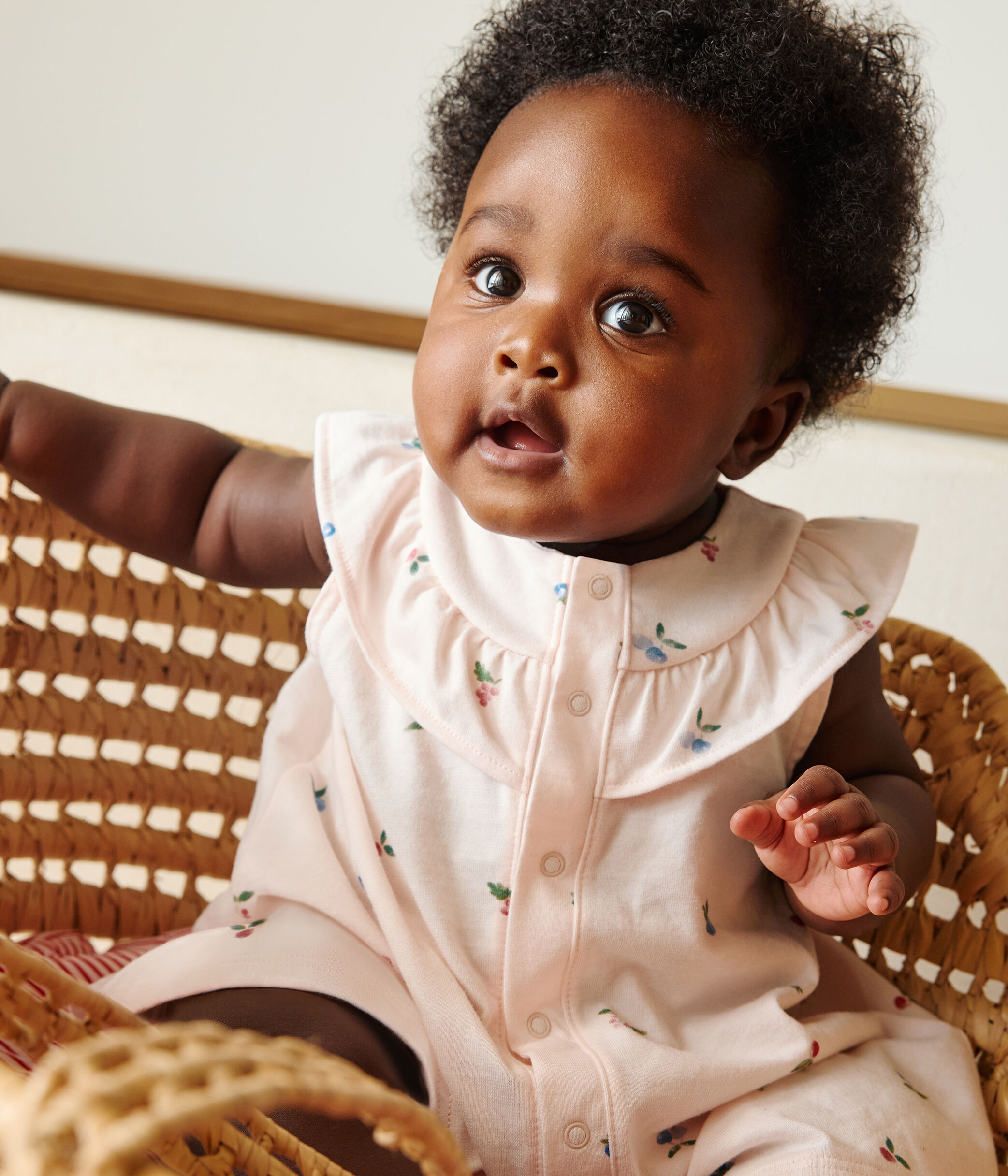 Robe bébé en coton à manches courtes et bloomer imprimé fruits