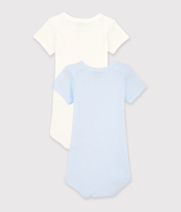 Lot de 2 bodies &agrave; rayures manches courtes en coton multicouleur