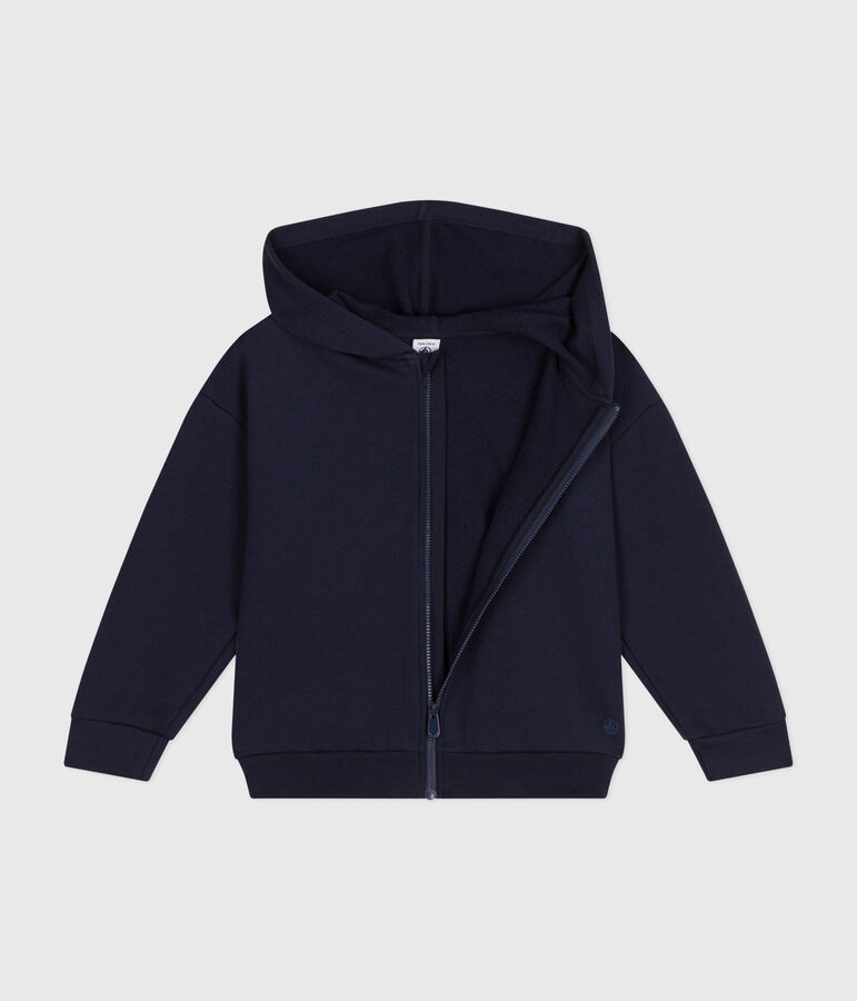 Sweatshirt zipp&eacute; &agrave; capuche en molleton enfant fille bleu SMOKING
