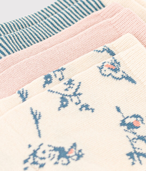 Lot de 3 paires de chaussettes oiseaux enfant fille multicouleur