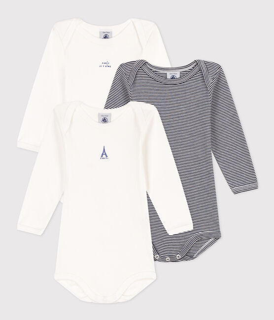 Lot de 3 bodies manches longues Paris bébé en coton variante 1
