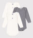 Lot de 3 bodies manches longues Paris bébé en coton