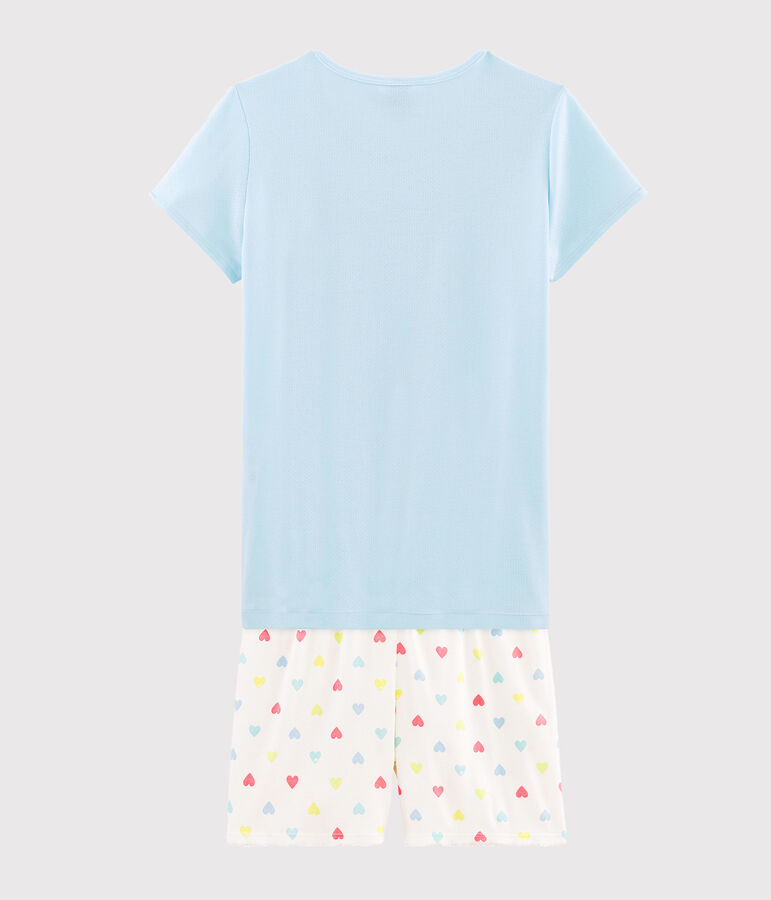 Pyjacourt fille en c&ocirc;te bleu/multicouleur