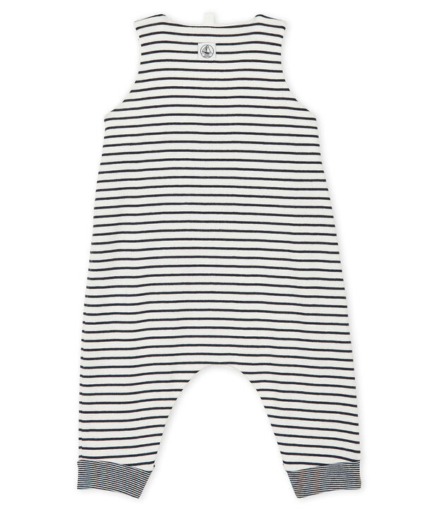 Salopette longue iconique b&eacute;b&eacute; mixte blanc/bleu