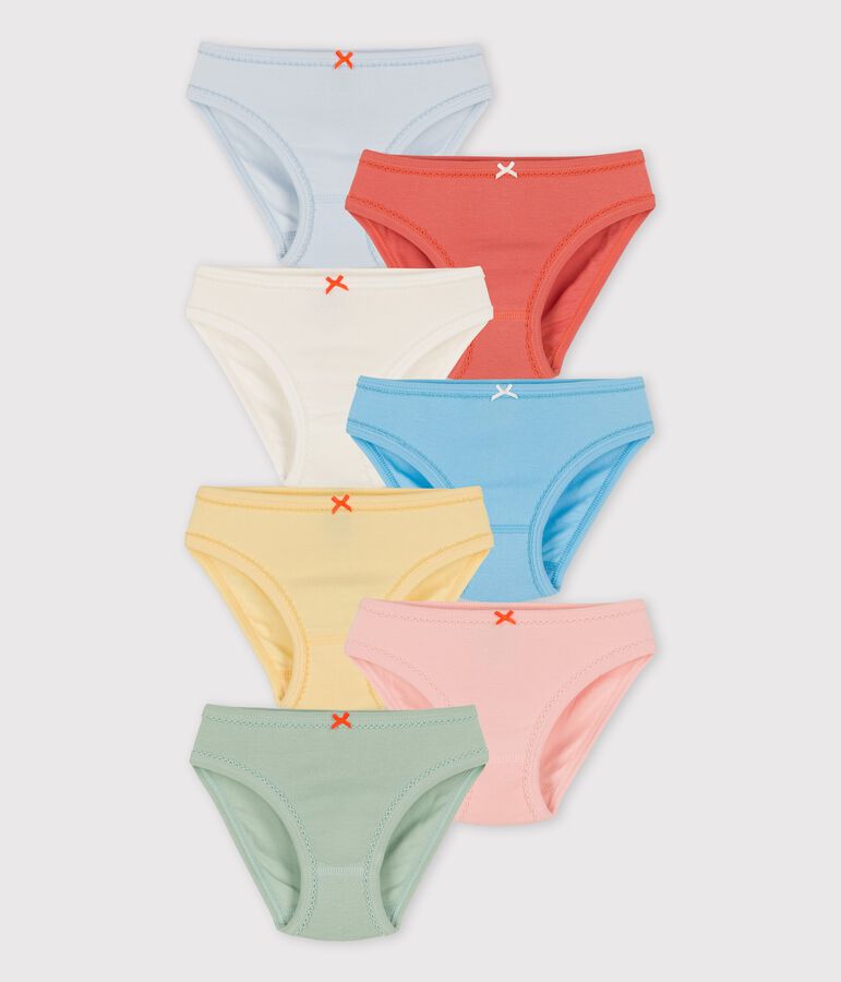Lot de 7 culottes unies petite fille en coton biologique multicouleur