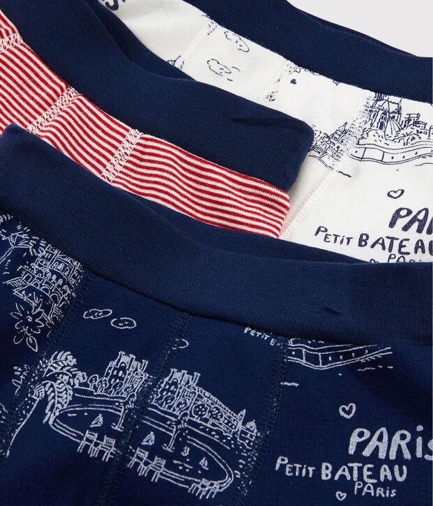 Lot de 3 boxers toile de Jouy Paris petit gar&ccedil;on multicouleur