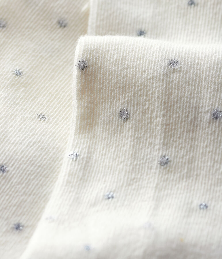 Collant &agrave; pois b&eacute;b&eacute; fille blanc MARSHMALLOW/gris ARGENT