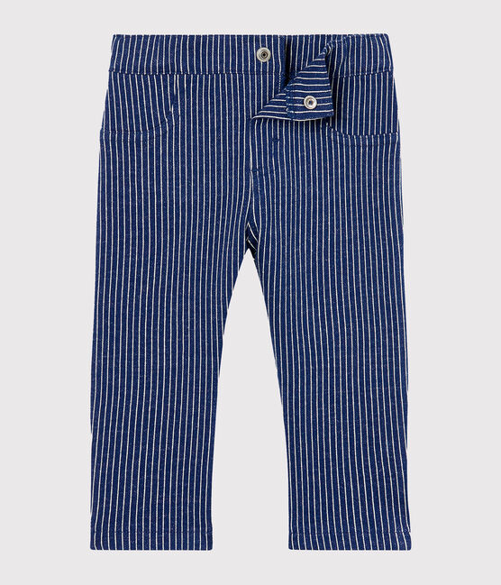 Pantalon en maille rayée bébé garçon bleu SMOKING/blanc MARSHMALLOW