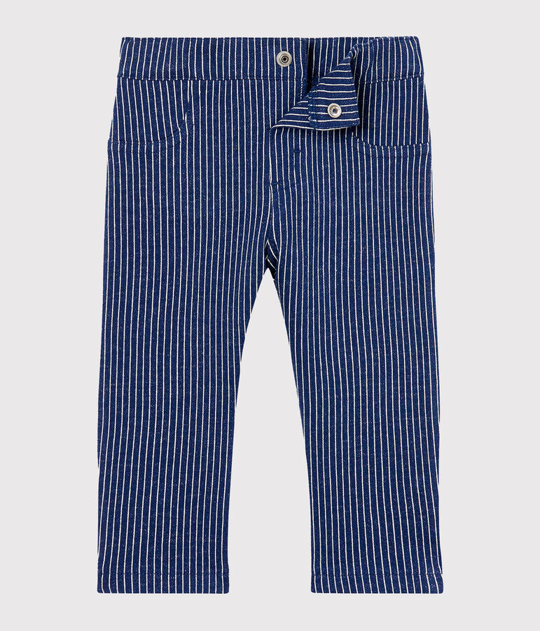 Pantalon en maille ray&eacute;e b&eacute;b&eacute; gar&ccedil;on bleu/blanc