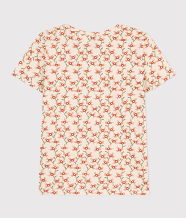 Tee-shirt LE DROIT col rond en coton Femme &eacute;cru/multicouleur