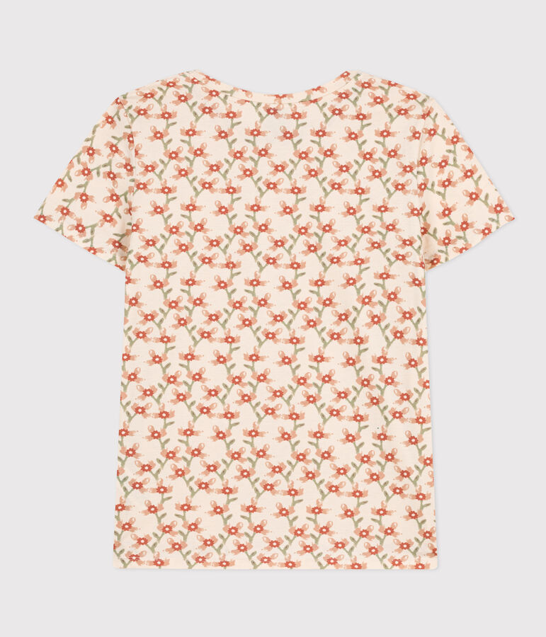 Tee-shirt LE DROIT col rond en coton Femme &eacute;cru/multicouleur