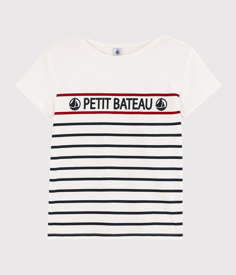 T-shirt ray&eacute; Femme blanc