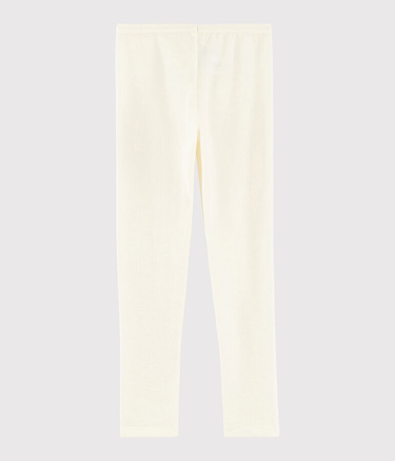 Legging uni petite fille/petit gar&ccedil;on en laine et coton beige ECRU