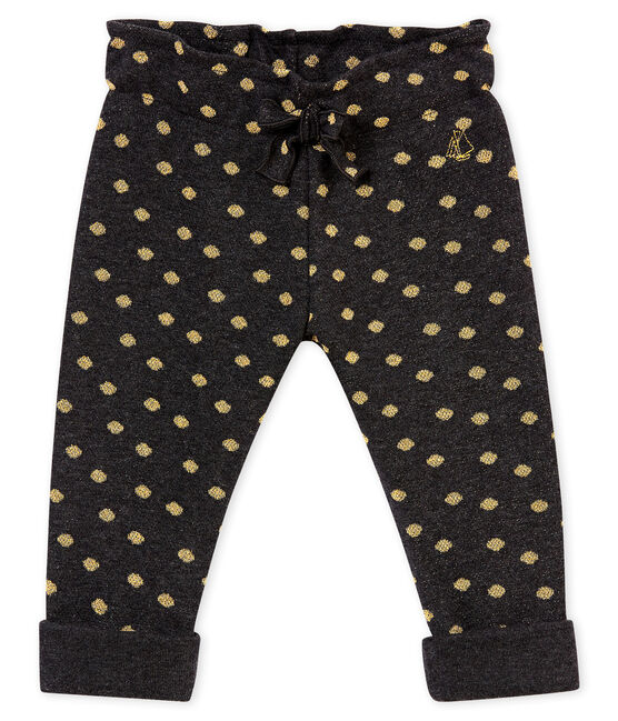 Pantalon bébé fille imprimé pois dorés noir CITY/jaune DORE