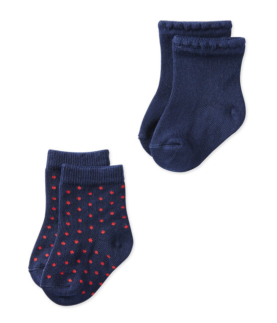 Lot de 2 paires de chaussettes bébé fille unies + à pois SPECIAL LOT 00
