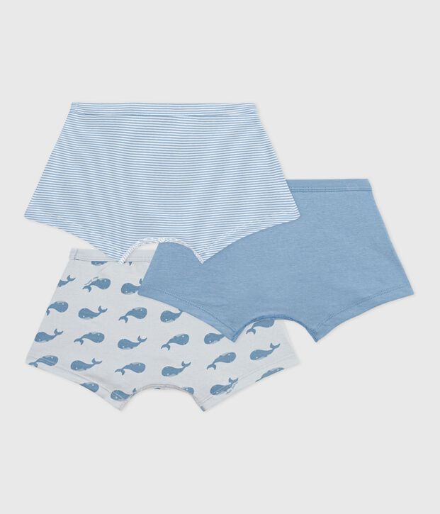 Lot de boxers enfant en coton &agrave; ceinture collet&eacute;e imprim&eacute; baleine multicouleur