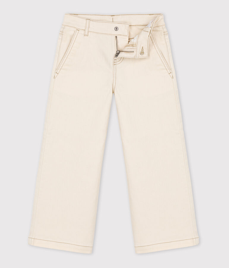 Pantalon flare en denim enfant fille &eacute;cru