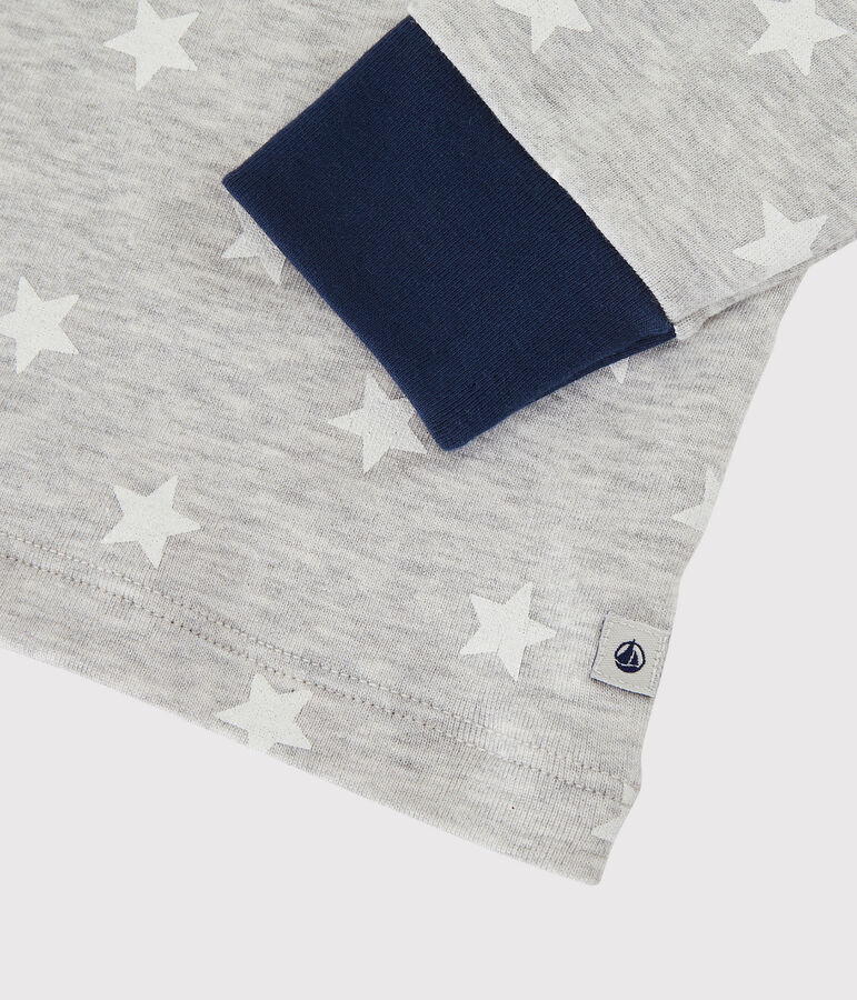 Pyjama imprim&eacute; &eacute;toiles petit gar&ccedil;on en coton gris BELUGA/blanc MARSHMALLOW