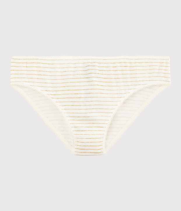 Culotte petite fille en coton blanc/jaune