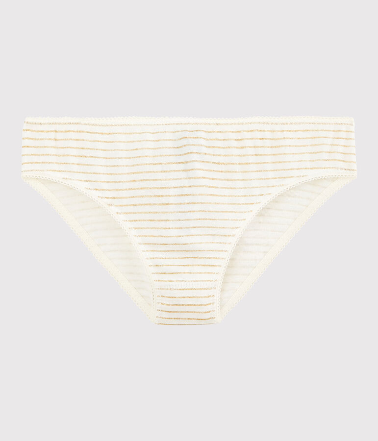 Culotte petite fille en coton blanc MARSHMALLOW/jaune OR