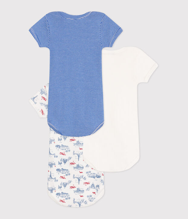 Lot de 3 bodies manches courtes en coton motifs Paris b&eacute;b&eacute; multicouleur
