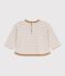 Tee-shirt b&eacute;b&eacute; en coton manches longues &agrave; rayures beige/&eacute;cru