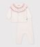 Ensemble b&eacute;b&eacute; en tricot &agrave; motif jacquard &eacute;cru/rose