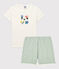 Pyjacourt fleurs petite fille en coton blanc MARSHMALLOW/ HERBIER