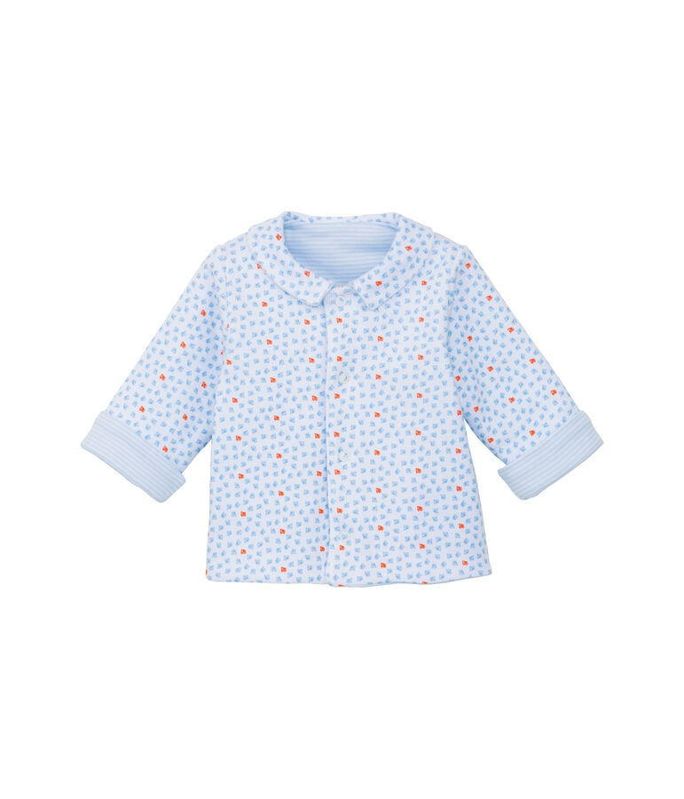 Veste b&eacute;b&eacute; mixte ouatin&eacute;e r&eacute;versible &agrave; milleraies bleu FRAICHEUR/blanc ECUME