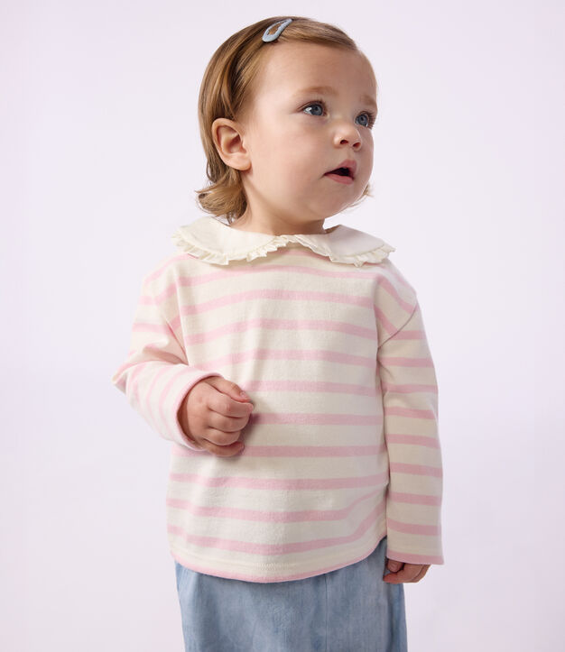 Marini&egrave;re &agrave; col b&eacute;b&eacute; en coton rose/rose