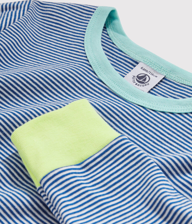 Pyjama petit gar&ccedil;on en c&ocirc;te bleu/blanc