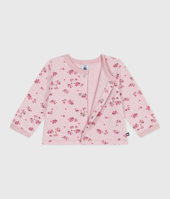Cardigan bébé en coton, imprimé à fleurs rose JOLI/blanc MULTICO
