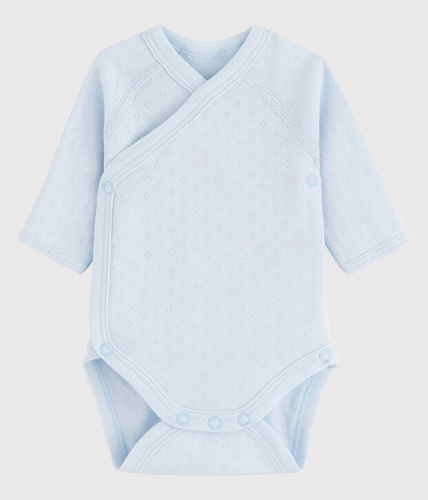 Body crois&eacute; manches longues b&eacute;b&eacute; fille-gar&ccedil;on bleu clair