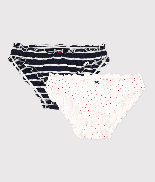 Lot de 2 culottes c&oelig;ur et rayure en coton femme multicouleur