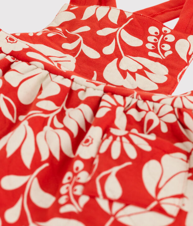 Robe sans manche b&eacute;b&eacute; imprim&eacute;e en tubique matelass&eacute; orange/&eacute;cru