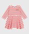 Robe marinière bébé en coton épais manches longues rose FLEUR/ SPICY