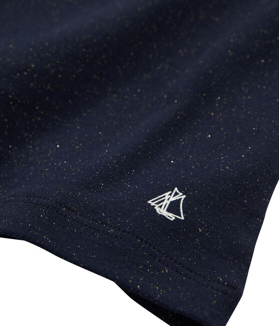Sous pull enfant fille bleu SMOKING/jaune OR