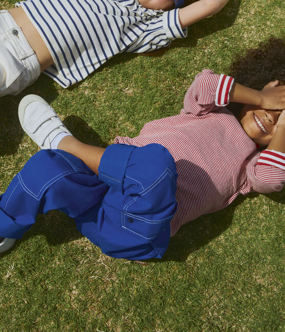 Pantalon cargo en sergé enfant fille / garçon bleu NEWBLEU